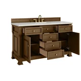 Brookfield 60" Single Vanity, Honey Oak w/ 3 CM Lime Delight Silestone Top