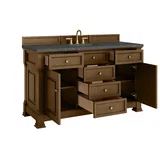 Brookfield 60" Single Vanity, Honey Oak w/ 3 CM Parisien Bleu Silestone Top