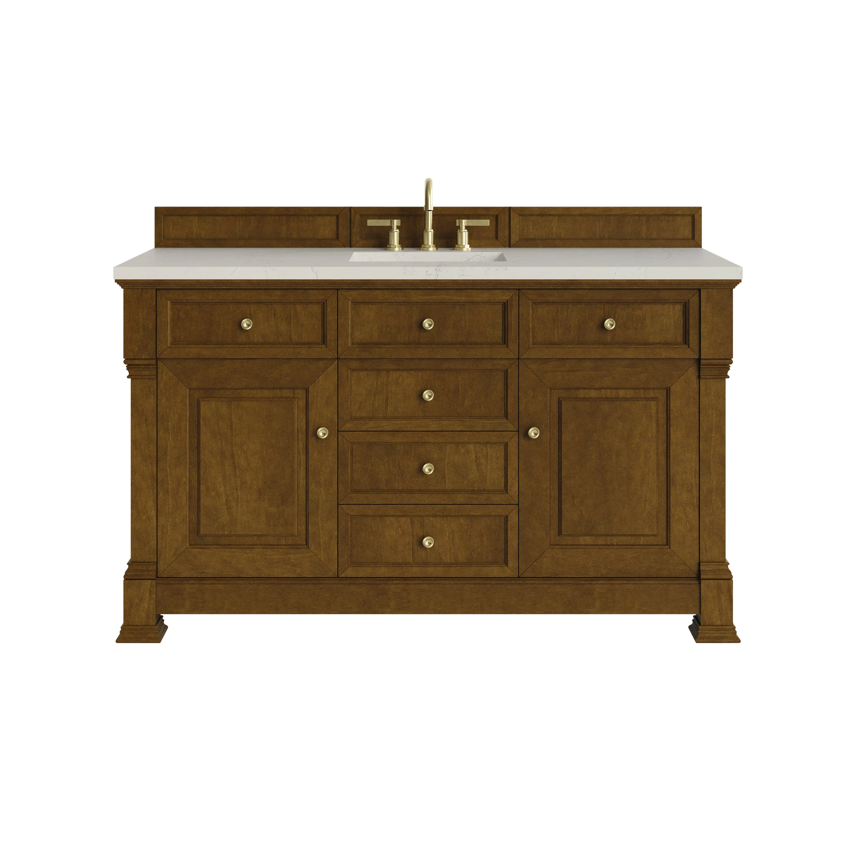 Brookfield 60" Single Vanity, Honey Oak, w/ 3 CM Siberian Silestone Top