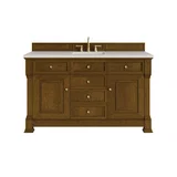 Brookfield 60" Single Vanity, Honey Oak, w/ 3 CM Siberian Silestone Top