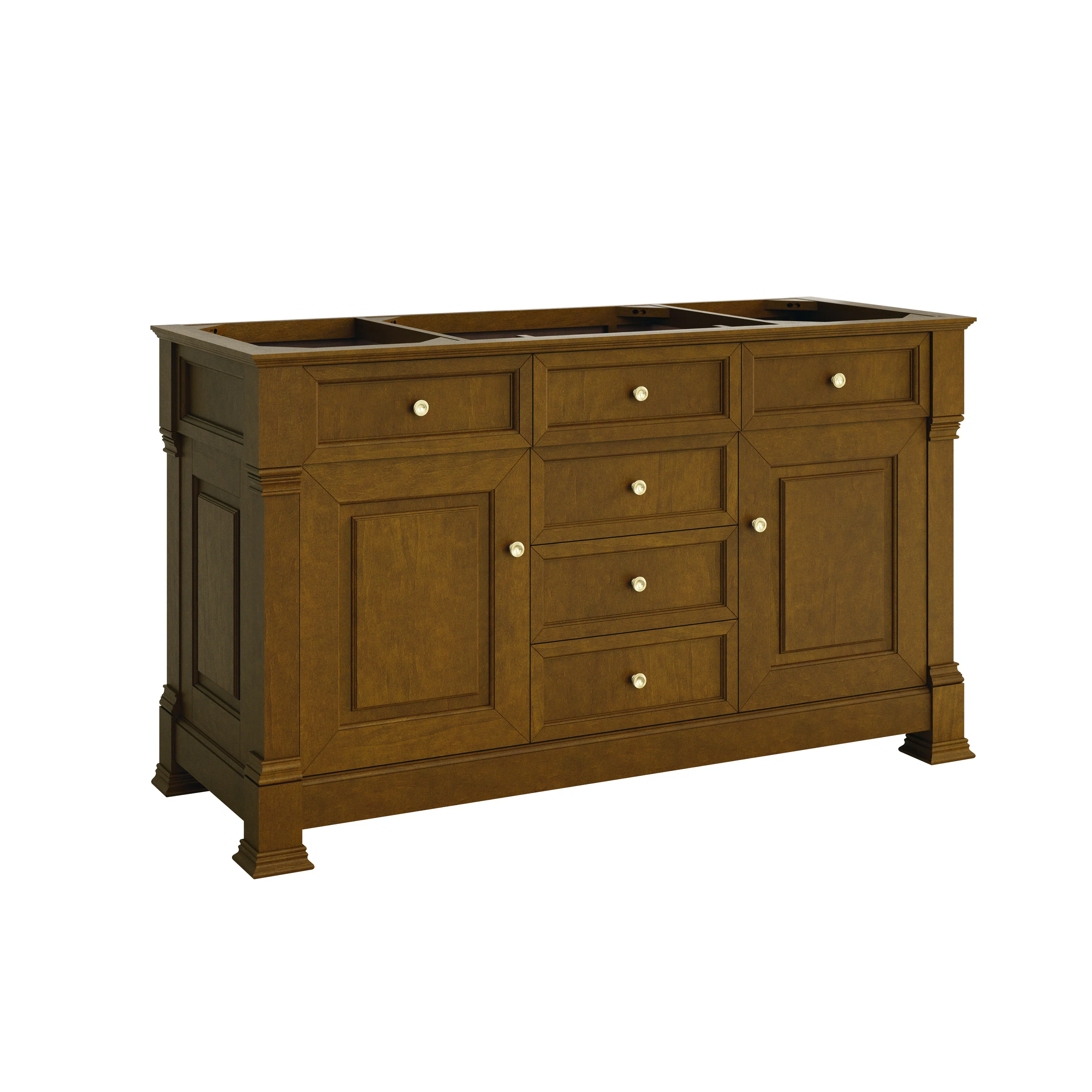 Brookfield 60" Single Vanity, Honey Oak, w/ 3 CM Siberian Silestone Top