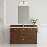 Brookfield 60" Single Vanity, Honey Oak, w/ 3 CM Siberian Silestone Top