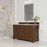 Brookfield 60" Single Vanity, Honey Oak, w/ 3 CM Siberian Silestone Top