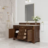 Brookfield 60" Single Vanity, Honey Oak, w/ 3 CM Siberian Silestone Top