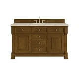 Brookfield 60" Single Vanity, Honey Oak, w/ 3 CM Tajnar Eclos Top