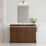 Brookfield 60" Single Vanity, Honey Oak, w/ 3 CM Tajnar Eclos Top