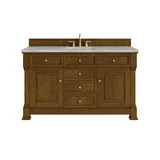 Brookfield 60" Single Vanity, Honey Oak w/ 3 CM Victorian Silver Silestone Top