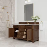 Brookfield 60" Single Vanity, Honey Oak w/ 3 CM Victorian Silver Silestone Top