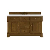 Brookfield 60" Single Vanity, Honey Oak,  w/ 3 CM White Zeus Silestone Top