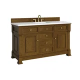 Brookfield 60" Single Vanity, Honey Oak,  w/ 3 CM White Zeus Silestone Top