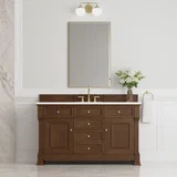 Brookfield 60" Single Vanity, Honey Oak,  w/ 3 CM White Zeus Silestone Top