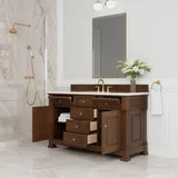 Brookfield 60" Single Vanity, Honey Oak,  w/ 3 CM White Zeus Silestone Top