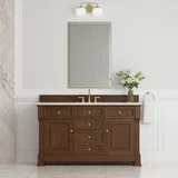 Brookfield 60" Single Vanity, Honey Oak w/ 3 CM Ethereal Noctis Silestone Top w/ FreePower Wireless Charger