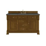 Brookfield 60" Single Vanity, Honey Oak w/ 3 CM Parisien Bleu Silestone Top w/ FreePower Wireless Charger