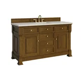Brookfield 60" Single Vanity, Honey Oak, w/ 3 CM Siberian Silestone Top w/FreePower Wireless Charger