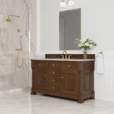 Brookfield 60" Single Vanity, Honey Oak w/ 3 CM Victorian Silver Silestone Top w/ FreePower Wireless Charger