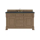 Brookfield 60" Single Vanity, Pecan w/ 3 CM Charcoal Soapstone Silestone Top
