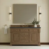 Brookfield 60" Single Vanity, Pecan w/ 3 CM Charcoal Soapstone Silestone Top