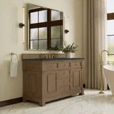 Brookfield 60" Single Vanity, Pecan w/ 3 CM Charcoal Soapstone Silestone Top
