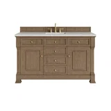 Brookfield 60" Single Vanity, Pecan w/ 3 CM Eternal Jasmine Pearl Silestone Top