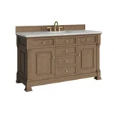 Brookfield 60" Single Vanity, Pecan w/ 3 CM Eternal Jasmine Pearl Silestone Top
