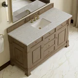 Brookfield 60" Single Vanity, Pecan w/ 3 CM Eternal Jasmine Pearl Silestone Top