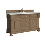 Brookfield 60" Single Vanity, Pecan w/ 3 CM Ethereal Noctis Silestone Top