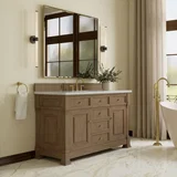 Brookfield 60" Single Vanity, Pecan w/ 3 CM Ethereal Noctis Silestone Top
