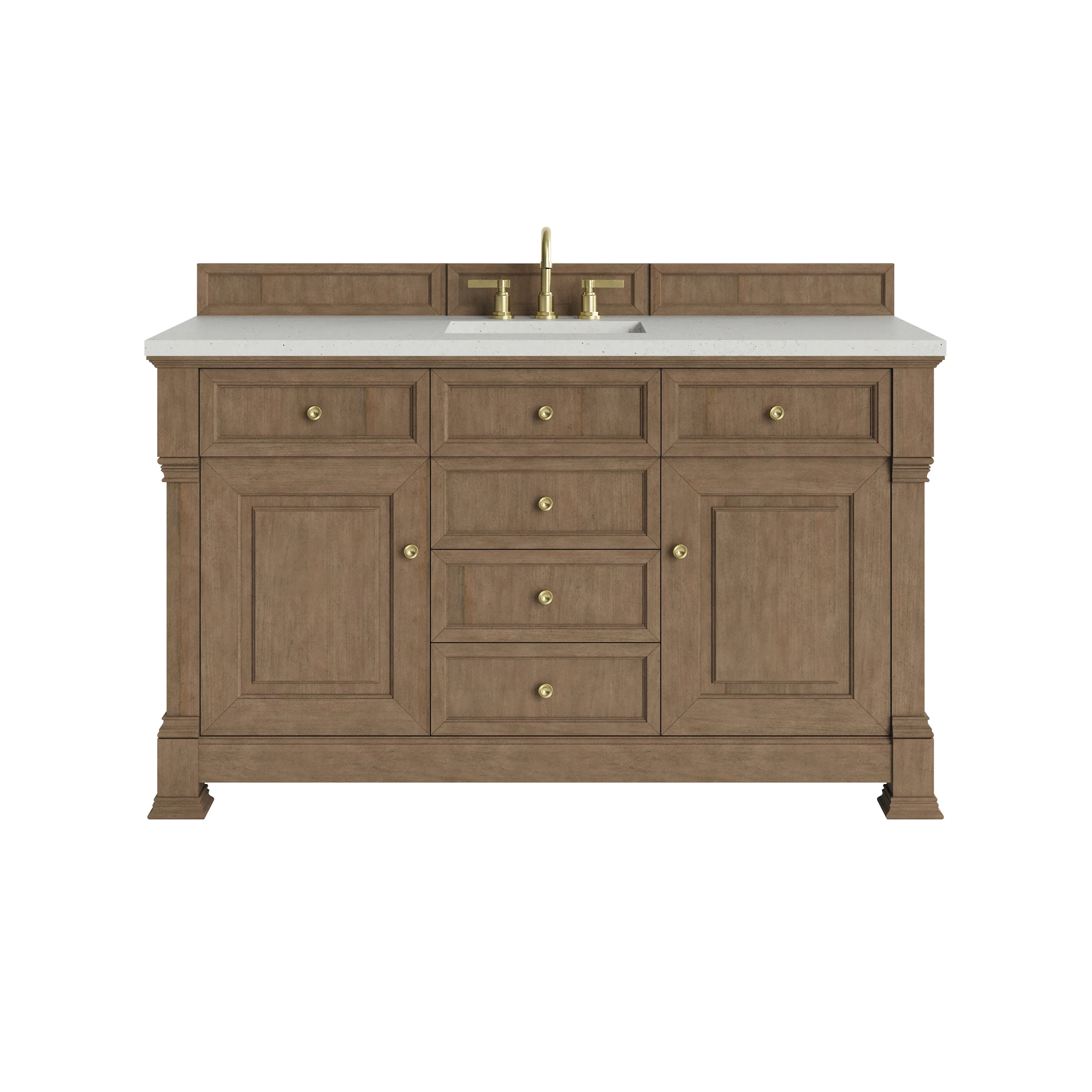 Brookfield 60" Single Vanity, Pecan w/ 3 CM Lime Delight Silestone  Top