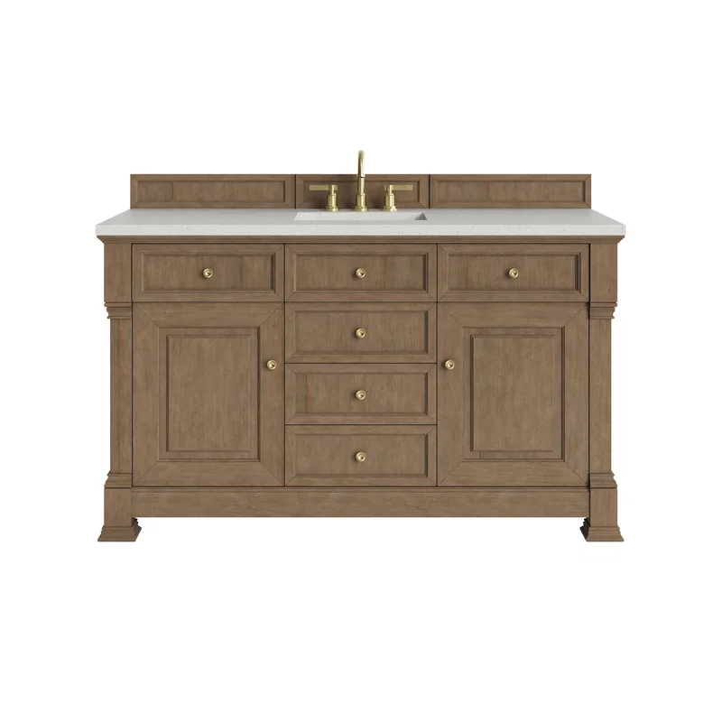 Brookfield 60" Single Vanity, Pecan w/ 3 CM Lime Delight Silestone Top