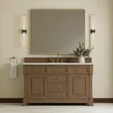 Brookfield 60" Single Vanity, Pecan w/ 3 CM Lime Delight Silestone  Top