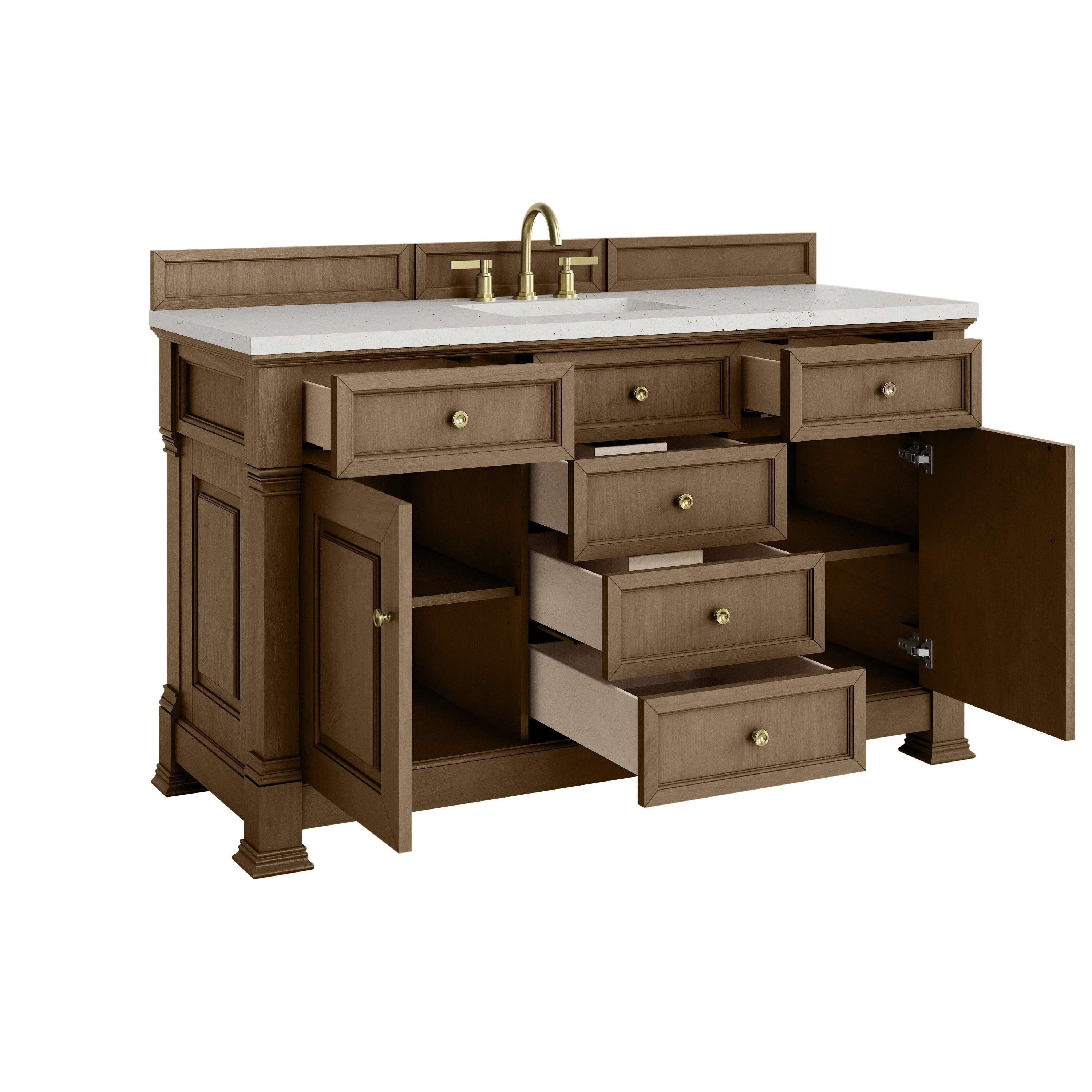 Brookfield 60" Single Vanity, Pecan w/ 3 CM Lime Delight Silestone  Top