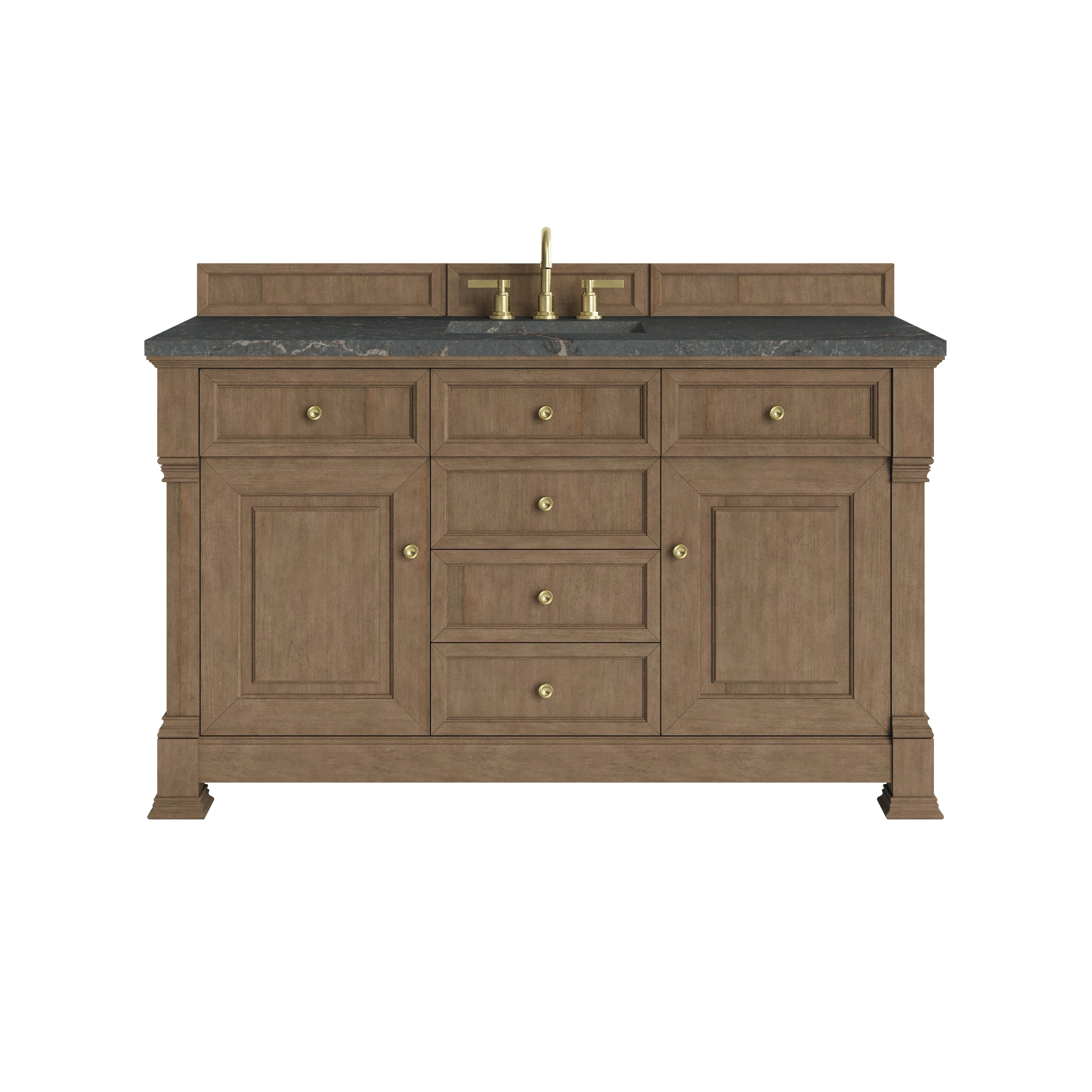 Brookfield 60" Single Vanity, Pecan w/ 3 CM Parisien Bleu Silestone Top