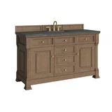 Brookfield 60" Single Vanity, Pecan w/ 3 CM Parisien Bleu Silestone Top