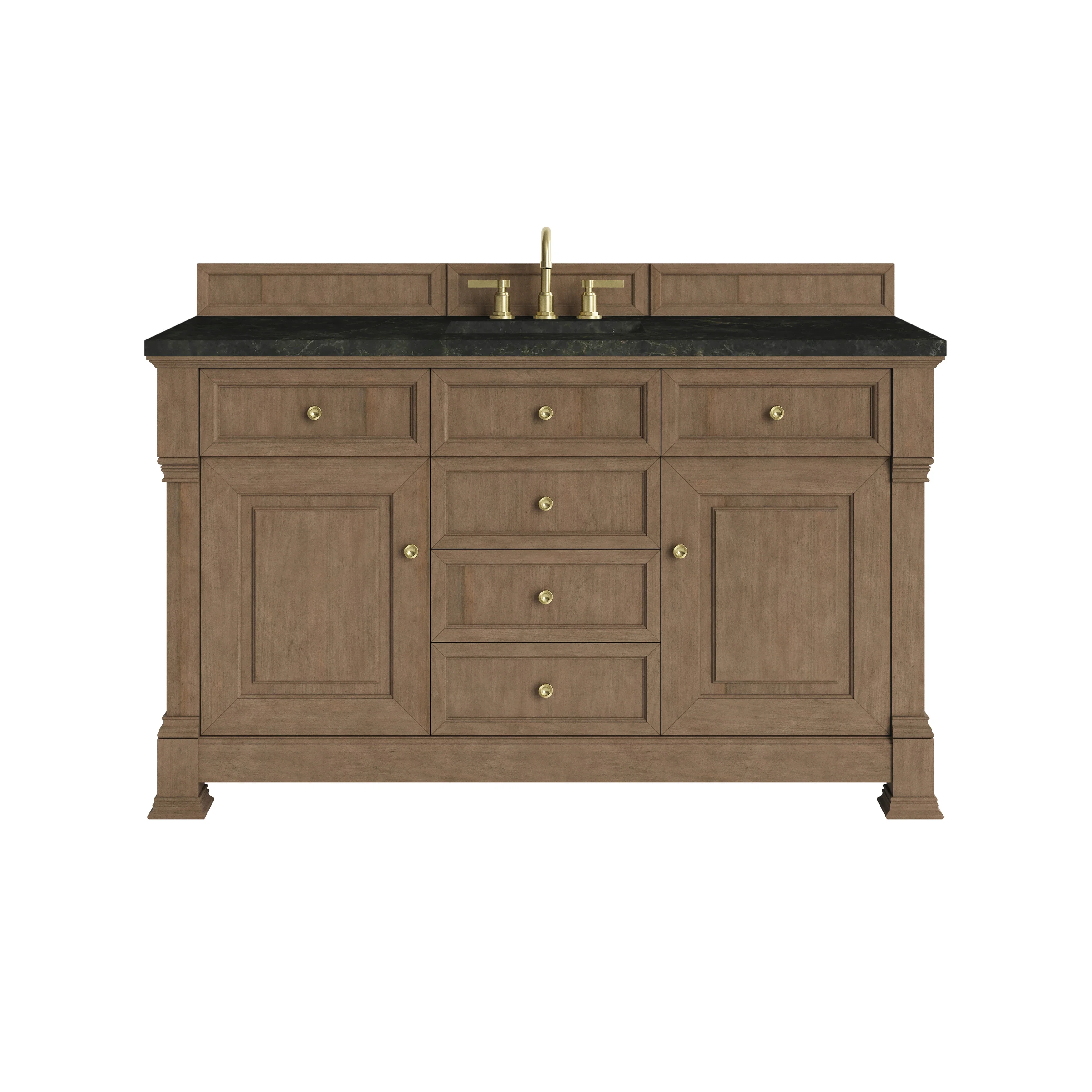 Brookfield 60" Single Vanity, Pecan, w/ 3 CM Phantome Eclos Top