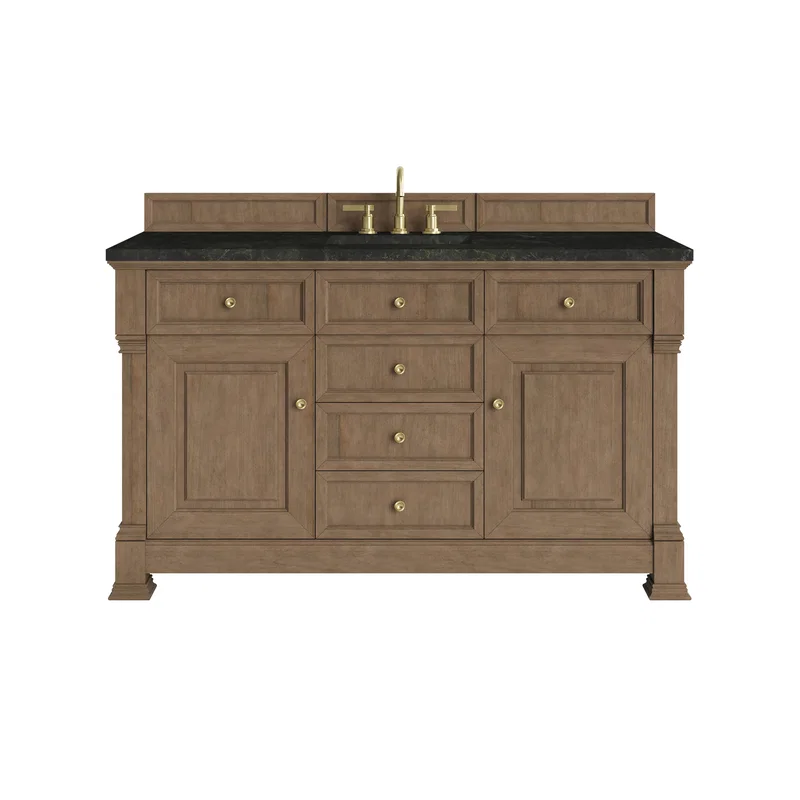 Brookfield 60" Single Vanity, Pecan, w/ 3 CM Phantome Eclos Top