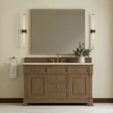 Brookfield 60" Single Vanity, Pecan, w/ 3 CM Siberian Silestone Top