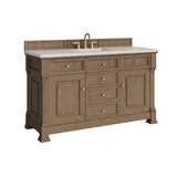 Brookfield 60" Single Vanity, Pecan, w/ 3 CM Siberian Silestone Top