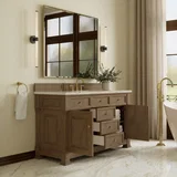 Brookfield 60" Single Vanity, Pecan, w/ 3 CM Tajnar Eclos Top