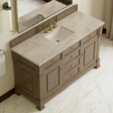 Brookfield 60" Single Vanity, Pecan, w/ 3 CM Tajnar Eclos Top