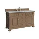 Brookfield 60" Single Vanity, Pecan w/ 3 CM Victorian Silver Silestone Top