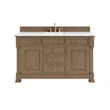Brookfield 60" Single Vanity, Pecan, w/ 3 CM White Zeus Silestone  Top