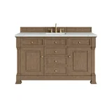 Brookfield 60" Single Vanity, Pecan w/ 3 CM Ethereal Noctis Silestone Top w/ FreePower Wireless Charger