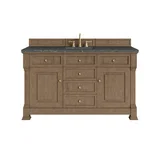 Brookfield 60" Single Vanity, Pecan w/ 3 CM Parisien Bleu Silestone Top w/ FreePower Wireless Charger