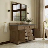 Brookfield 60" Single Vanity, Pecan w/ 3 CM Parisien Bleu Silestone Top w/ FreePower Wireless Charger