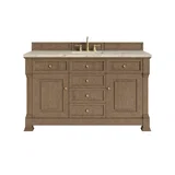 Brookfield 60" Single Vanity, Pecan, w/ 3 CM Tajnar Eclos Top w/FreePower Wireless Charger