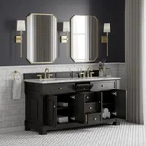 Brookfield 72" Double Vanity, Black Onyx w/3 CM Carrara White Marble Top