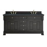 Brookfield 72" Double Vanity, Black Onyx, w/ 3 CM Charcoal Soapstone Silestone Top