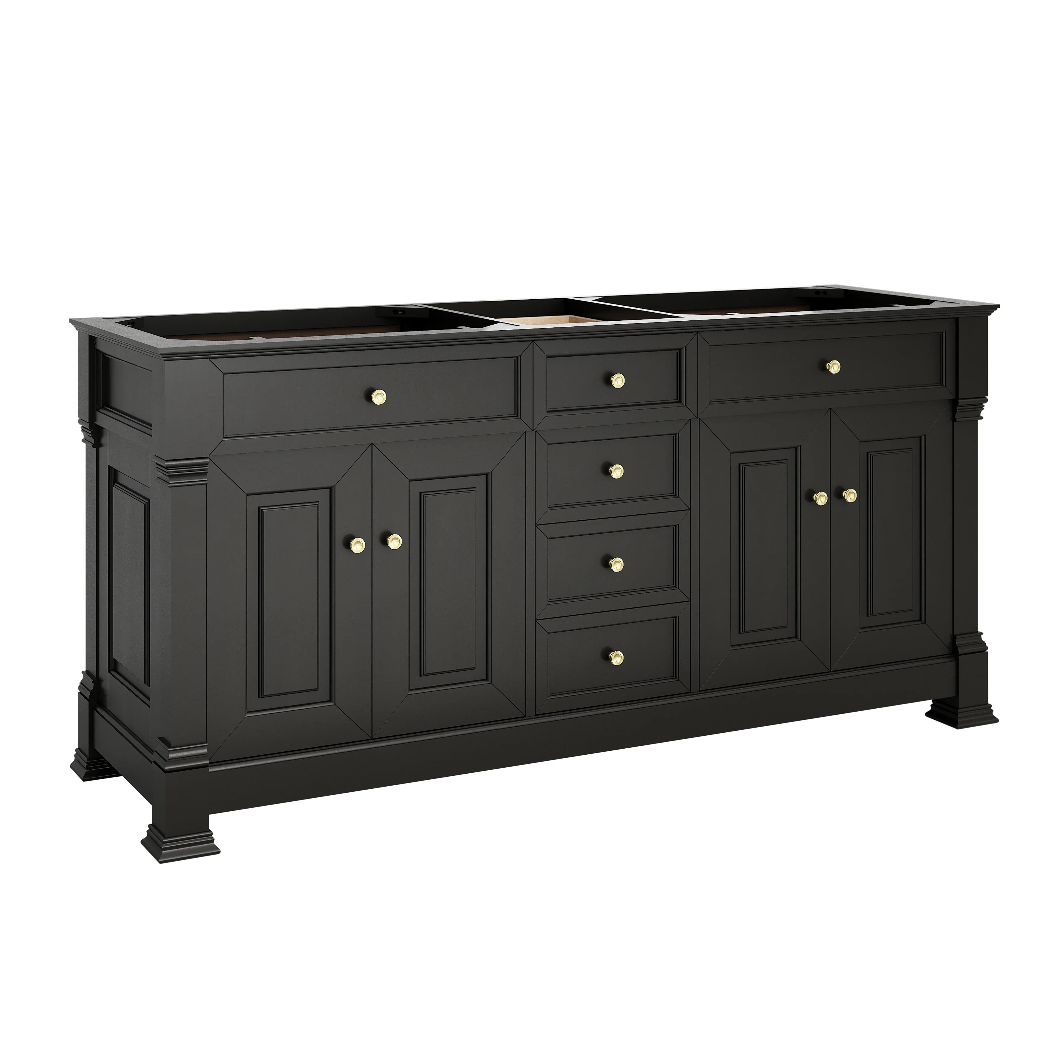 Brookfield 72" Double Vanity, Black Onyx, w/ 3 CM Charcoal Soapstone Silestone Top
