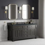 Brookfield 72" Double Vanity, Black Onyx, w/ 3 CM Charcoal Soapstone Silestone Top